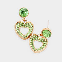 Rhinestone Pave Heart Cut out Earrings