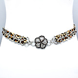 Crystal Flower Centered Leopard Belt 