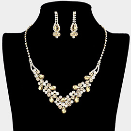 Teardrop Accented Rhinestone Necklace