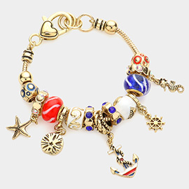 Multi Bead Anchor Charm Bracelet