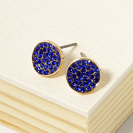 Rhinestone Pave Round Disc Stud Earrings