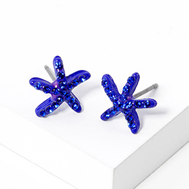 Crystal Starfish Stud Earrings