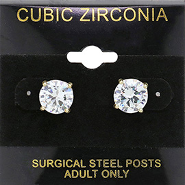 9mm Round CZ Stud Earrings