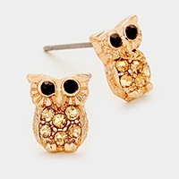 Crystal Owl Stud Earrings