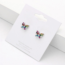 Crystal Butterfly Stud Post Earrings