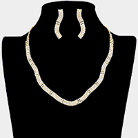 Wavy Crystal Rhinestone Evening Necklace