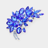 Glass Crystal Leaf Pin Brooch