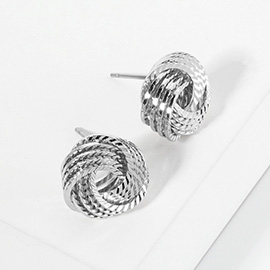 Textured Metal Love Knot Stud Earrings