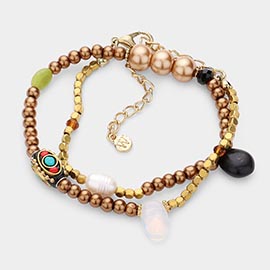 Bohemian Bead Pearl Stretchable Bracelet Necklace