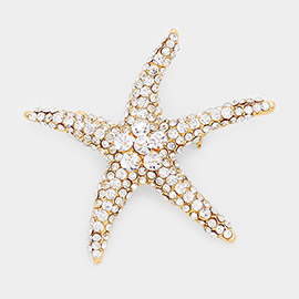 Stone Paved Starfish Pin Brooch