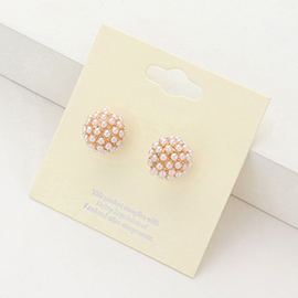 Pearl Disco Ball Stud Earrings