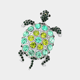 Crystal  Pave Turtle Pin Brooch