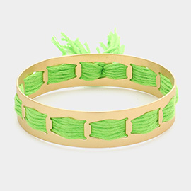 Woven String Fringe Bangle Bracelet