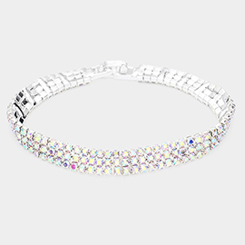 3Rows Rhinestone Evening Bracelet