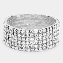 6-Line Rhinestone Stretch Bracelet