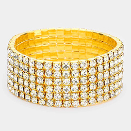 6-Line Rhinestone Stretch Bracelet