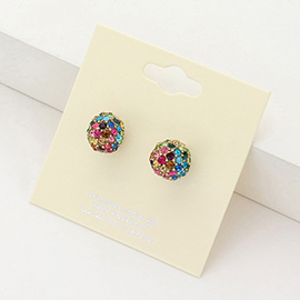 Rhinestone Pave Disco Ball Stud Earrings