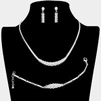 3PCS - Rhinestone Necklace Jewelry Set