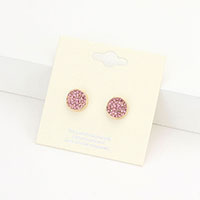 Rhinestone Pave Round Disc Stud Earrings