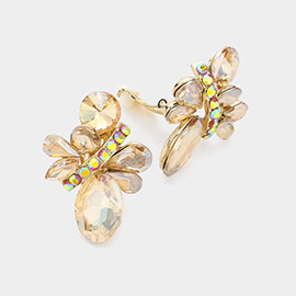 Multi Stone Cluster Clip on Earrings