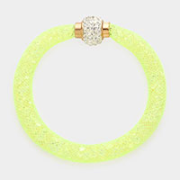 Crystal Filled Mesh Tube Magnetic Bracelet