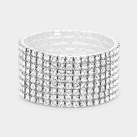 8-Row Rhinestone Stretchable Bracelet