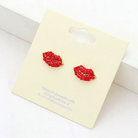 Stone Paved Lip Stud Earrings