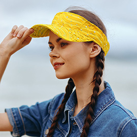 Crystal Accented Ruffled Fashion Visor Hat