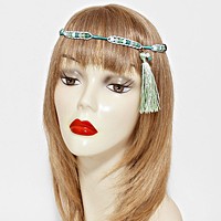 Tassel Drop Boho Bead Stretch Headband