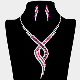 Swirl Rhinestone Paved Necklace