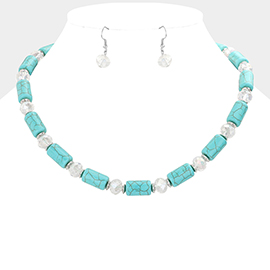 Bead Accented Turquoise Necklace