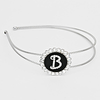 'B' Crystal Accented Monogram Headband