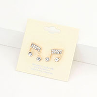 Rhinestone Pave Note Stud Earrings