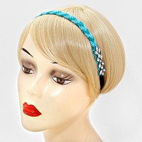 Crystal Petal Accented Chevron Thread Stretch Headband