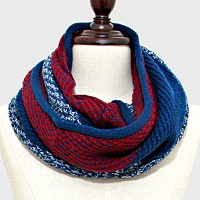 Two Tone Knit Infinity Scarf