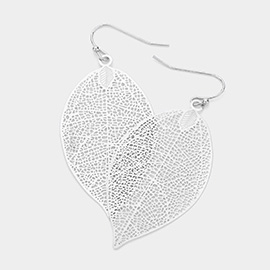 Metal Leaf Filigree Dangle Earrings