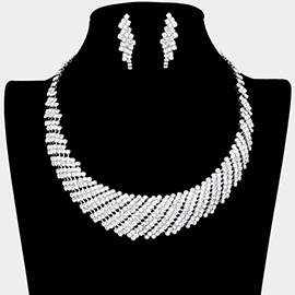 Crystal Rhinestone Round Collar Necklace