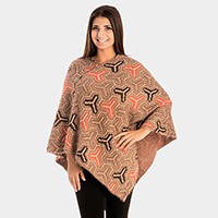 Patterned V-Neck Poncho