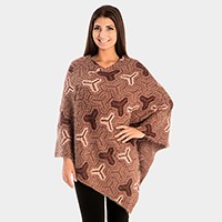 Patterned V-Neck Poncho