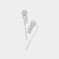 Crystal Accented Metal Ear Pin Earrings