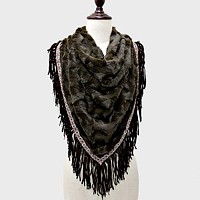 Boho Fringe Fur Scarf