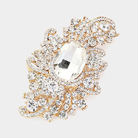 Crystal Oval Accented Bouquet Pin Brooch