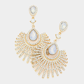 Teardrop Fan Crystal Rhinestone Evening Earrings