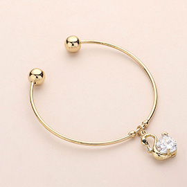 Swan Crystal CZ Stone Charm Cuff Bracelet