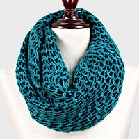 Honeycomb Pattern Crochet Two Tone Yarn Knit Snood Scarf 