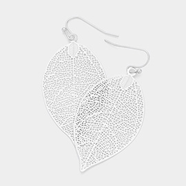 Matte Metal Leaf Filigree Dangle Earrings