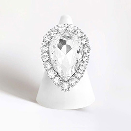 Crystal Rhinestone Teardrop Stretch Cocktail Ring