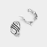 Oval Metal Clip on Earrings