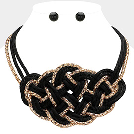 Metal Mesh Knot Bib Necklace