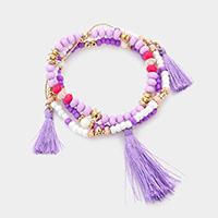 3PCS - Beaded Tassels Bracelets